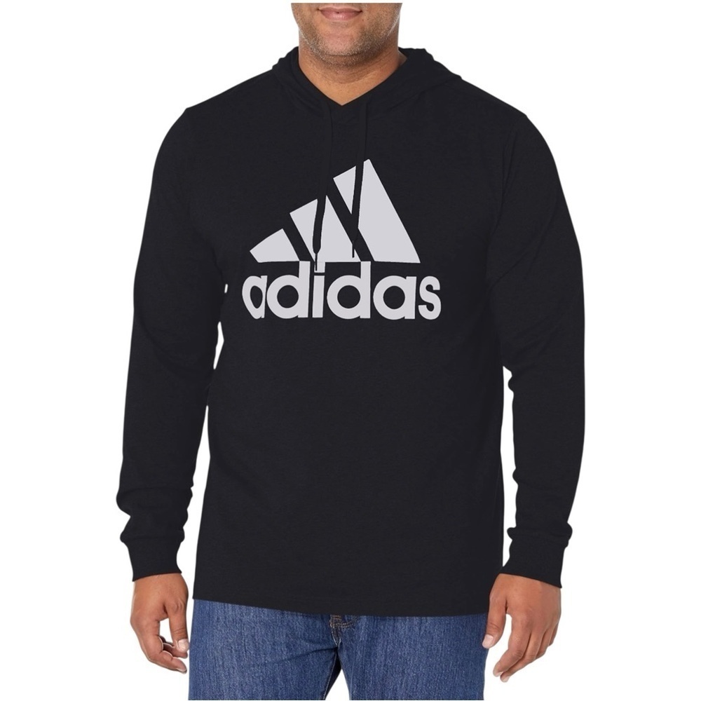 adidas Men's Essentials Logo Hoodie, Black/White, Size M
